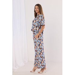 Spodnie w geometryczny wzór z paskiem