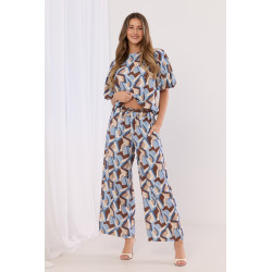 Spodnie w geometryczny wzór z paskiem