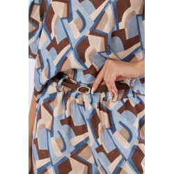 Spodnie w geometryczny wzór z paskiem