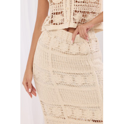Ażurowa spódnica boho z haftem kwiatowym