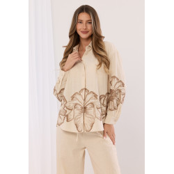 Komplet oversize z dekoracyjnym motywem kwiatowym