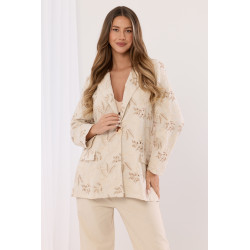 Marynarka z haftem ażurowym i złotym zapięciem