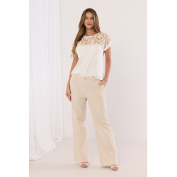 Spodnie wide leg z kieszeniami