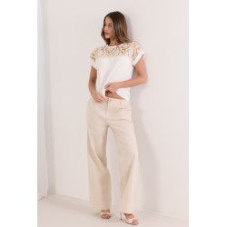 Spodnie wide leg z kieszeniami