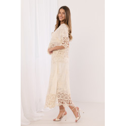 Spódnica maxi z ażurowym pasem i haftowanymi detalami