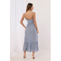 Letnia sukienka maxi z haftem i falbaną u dołu