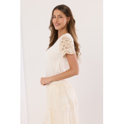 Bluzka z biżuteryjnymi rękawami z koronki i cekinami