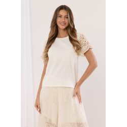 Bluzka z biżuteryjnymi rękawami z koronki i cekinami