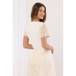 Bluzka z biżuteryjnymi rękawami z koronki i cekinami