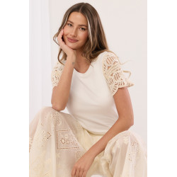 Bluzka z biżuteryjnymi rękawami z koronki i cekinami