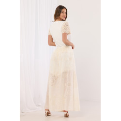 Spodnie palazzo z haftem i ażurowymi wstawkami