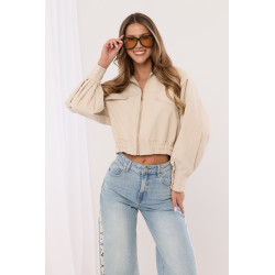 Kurtka bomber z bufiastymi rękawami i marszczeniem