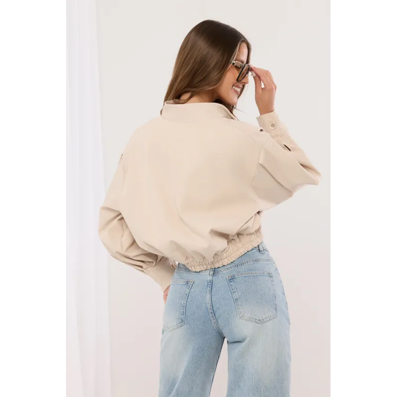 Kurtka bomberka z bufiastymi rękawami i marszczeniem