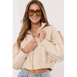 Kurtka bomber z bufiastymi rękawami i marszczeniem