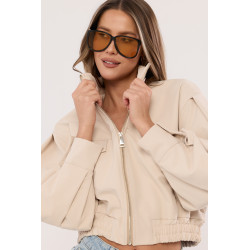 Kurtka bomber z bufiastymi rękawami i marszczeniem