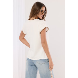 T-shirt z haftowaną lamówką i nadrukiem okularów