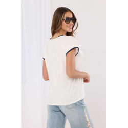 T-shirt z haftowaną lamówką i nadrukiem okularów