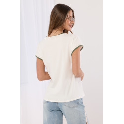 T-shirt z haftowaną lamówką i nadrukiem okularów