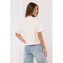 T-shirt z nadrukiem jamnika w ubranku i falowanym brzegiem