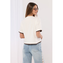 T-shirt z grafiką chartów i ozdobną lamówką