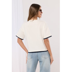 T-shirt z grafiką chartów i ozdobną lamówką