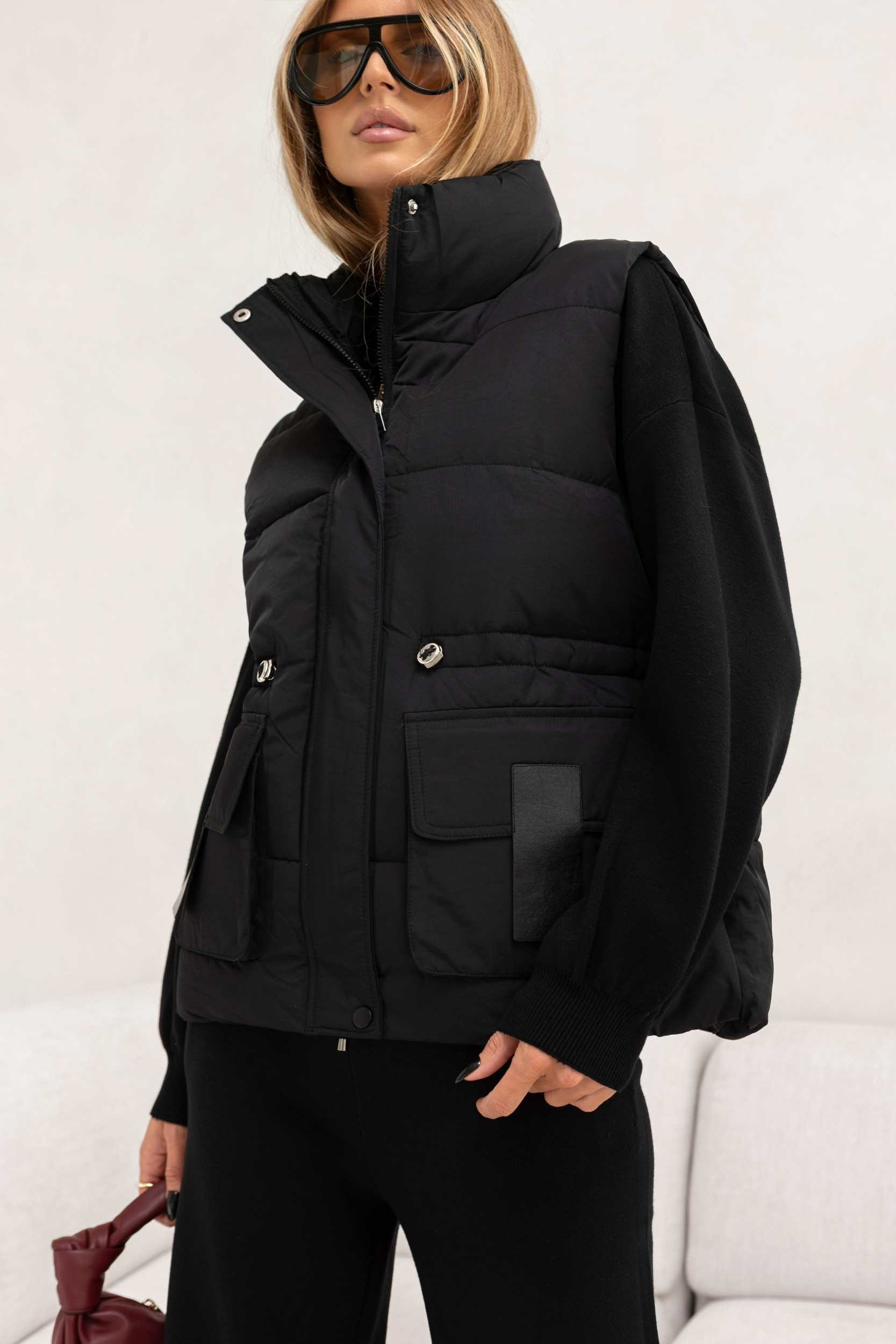 DZIANINOWY SET Z GOLFEM I OCIEPLANĄ KAMIZELKĄ (3w1)