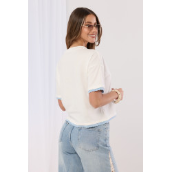 T-shirt z nadrukiem jamnika z falowanym wykończeniem