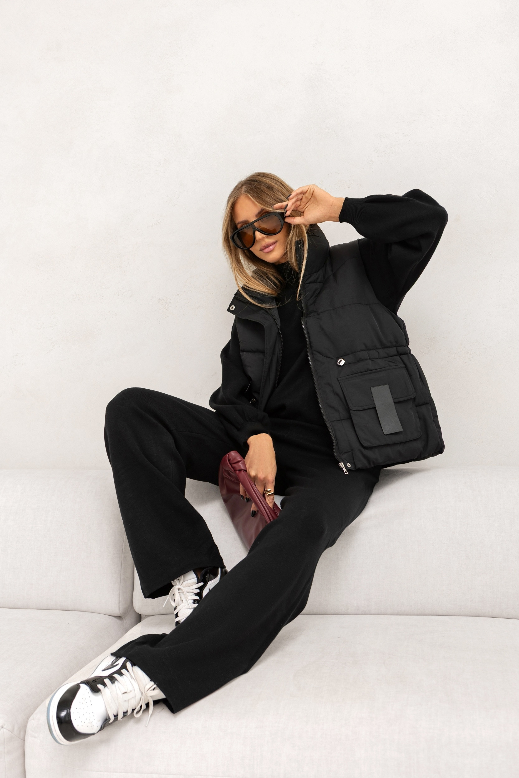 DZIANINOWY SET Z GOLFEM I OCIEPLANĄ KAMIZELKĄ (3w1)