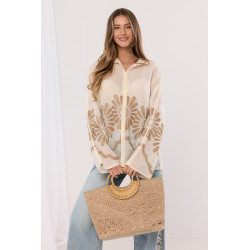 Koszula oversize boho z haftem i rozszerzanymi rękawami