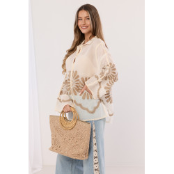 Koszula oversize boho z haftem i rozszerzanymi rękawami