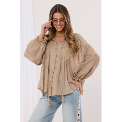 Lekka koszula z ozdobnymi plisami i chwostami