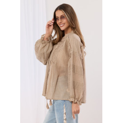 Lekka koszula z ozdobnymi plisami i chwostami