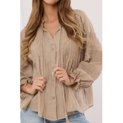 Lekka koszula z ozdobnymi plisami i chwostami
