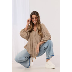 Lekka koszula z ozdobnymi plisami i chwostami