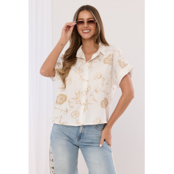 Koszula z krótkim rękawem i haftem kwiatowym