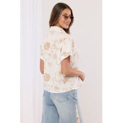 Koszula z krótkim rękawem i haftem kwiatowym