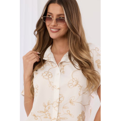 Koszula z krótkim rękawem i haftem kwiatowym