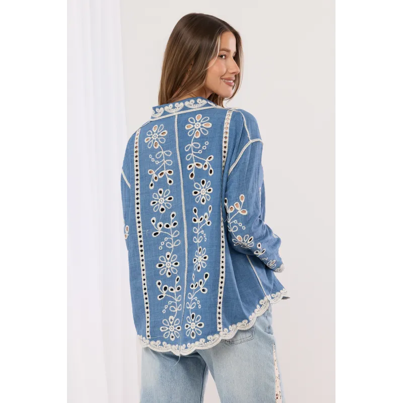 Koszula z ażurowym wzorem kwiatowym