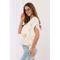 Bluzka w haftowane motywy roślinne