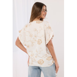 Bluzka w haftowane motywy roślinne