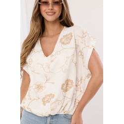 Bluzka w haftowane motywy roślinne