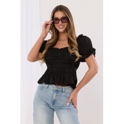 Bluzka z marszczeniami i bufiastymi rękawami