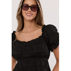 Bluzka z marszczeniami i bufiastymi rękawami