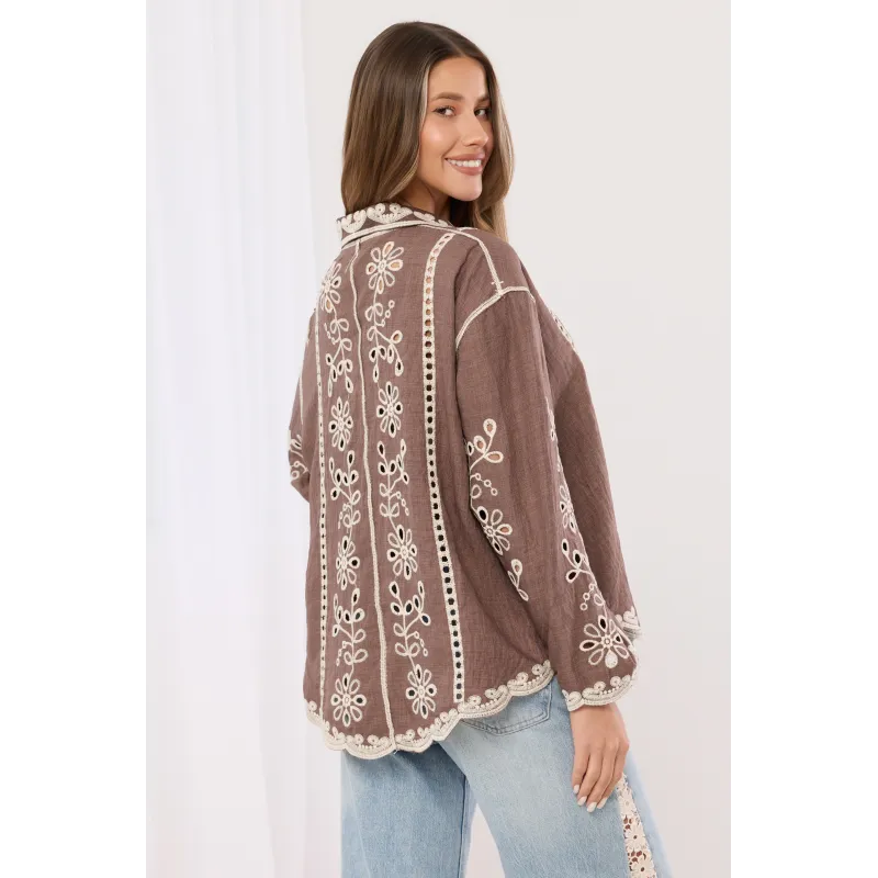 Koszula z ażurowym wzorem kwiatowym