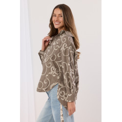 Lniana koszula oversize z haftowanym wzorem paisley