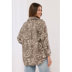 Lniana koszula oversize z haftowanym wzorem paisley