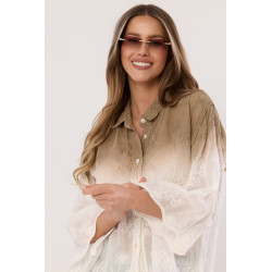 Koszula boho z haftem i efektem ombre