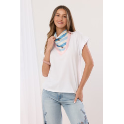 Bluzka z ozdobną pastelową apaszką