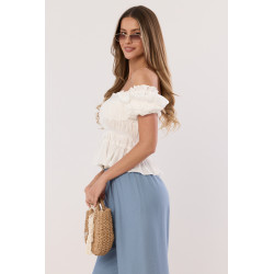 Bluzka z marszczeniami i bufiastymi rękawami