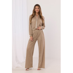 Ażurowy komplet z bluzą na suwak i spodniami